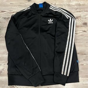 Adidas black, 3 stripe zip jacket